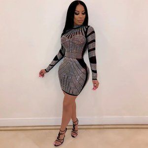 Women Dress Sexy Club Sequin Glitter Diamond Dress